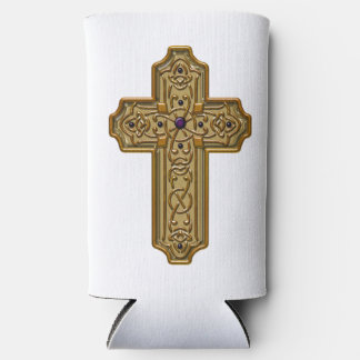 Gold Bejeweled Celtic Style Cross  Seltzer Blikjeskoeler