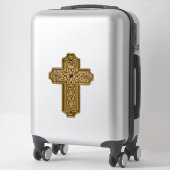 Gold Bejeweled Celtic Style Cross Sticker (Koffer)