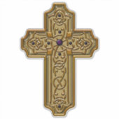 Gold Bejeweled Celtic Style Cross Sticker (Voorkant)