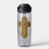 Gold Bejeweled Celtic Style Cross  Waterfles (Achterkant)