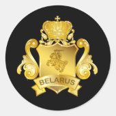 Gold Belarus Ronde Sticker (Voorkant)