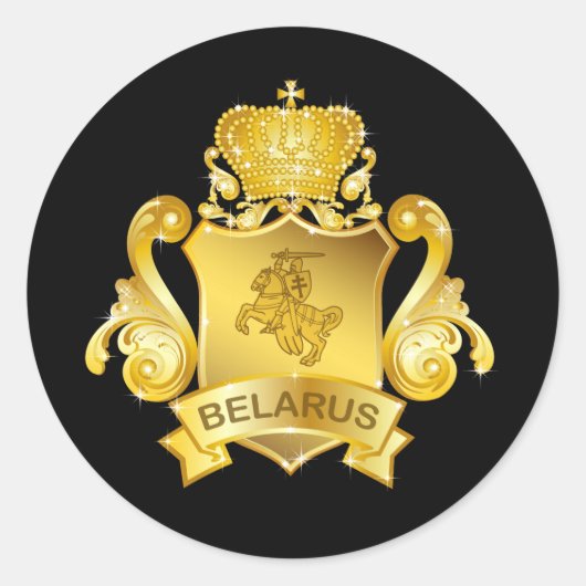 Gold Belarus Ronde Sticker (Voorkant)