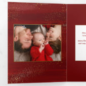 Gold Believe Calligrafie, Sparkles Photo - Red BG Drieluik Kaart (Binnenzijde eerst)