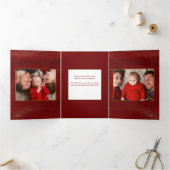Gold Believe Calligrafie, Sparkles Photo - Red BG Drieluik Kaart (Binnen)