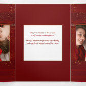 Gold Believe Calligrafie, Sparkles Photo - Red BG Drieluik Kaart (Binnenkant midden)