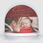 Gold Believe Calligraphy, Photo Snow Globe Sneeuwbol (Voorkant)