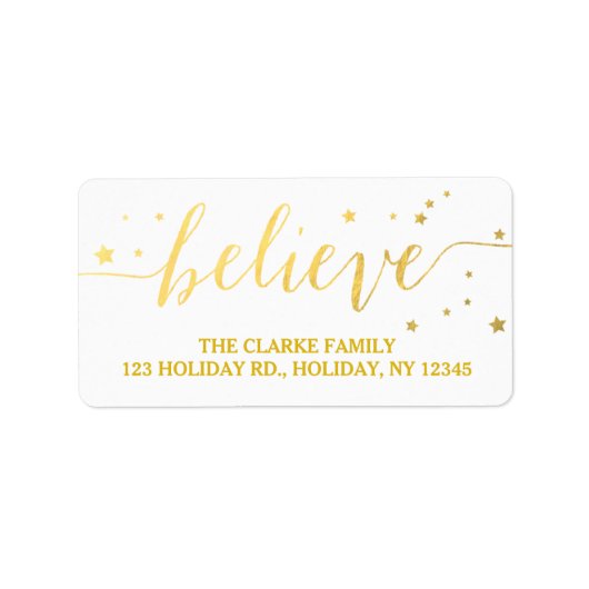 Gold Believe Handschrift | Etiket vakantieadres (Voorkant)