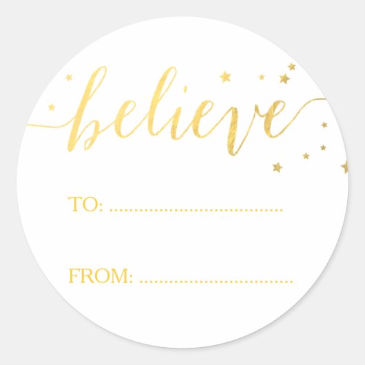 Gold Believe Handschrift | Holiday Gift Label (Voorkant)