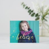 Gold Believe handschrift | Vakantiefoto Briefkaart (Staand voorkant)