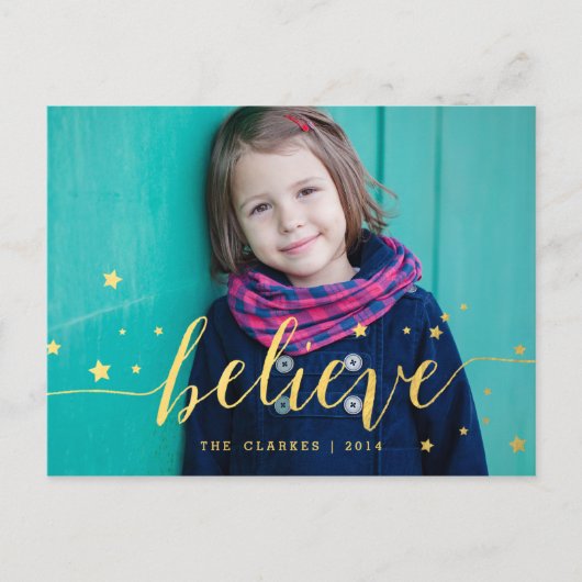 Gold Believe handschrift | Vakantiefoto Briefkaart (Voorkant)