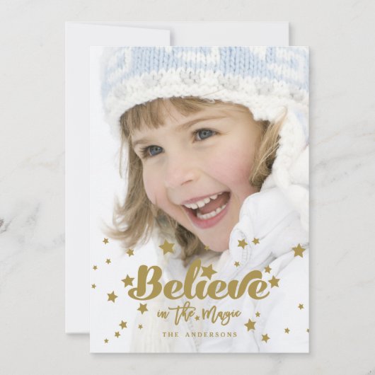 Gold Believe Magic | Vakantieknopkaart Feestdagenkaart (Voorkant)