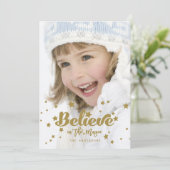 Gold Believe Magic | Vakantieknopkaart Feestdagenkaart (Staand voorkant)