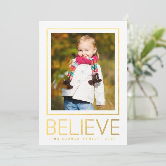 Gold Believe | Vakantieknopkaart Feestdagenkaart (Staand voorkant)
