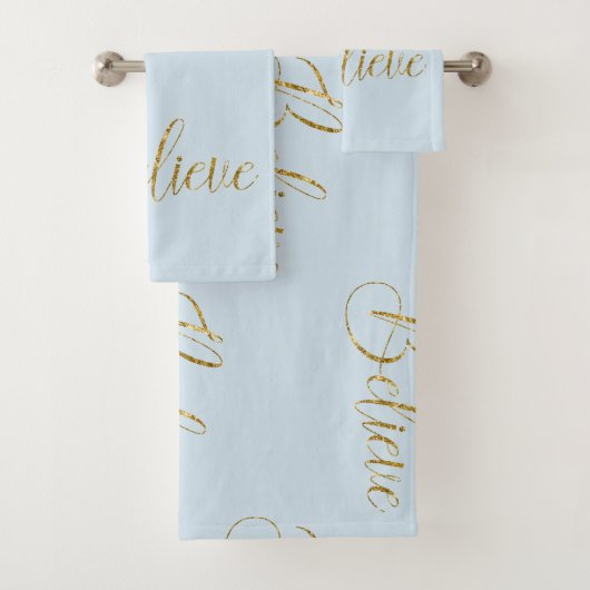 Gold Believe Winter Blue Bad Handdoek (Insitu)