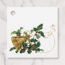 Gold Bell en Holly Christmas Gift Tags Bedankjes Labels