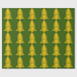 Gold Bell Green Wrapping Paper Cadeaupapier