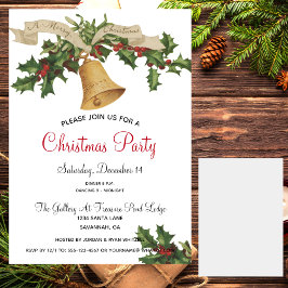 Gold Bell Holly kerstdiner Kaart