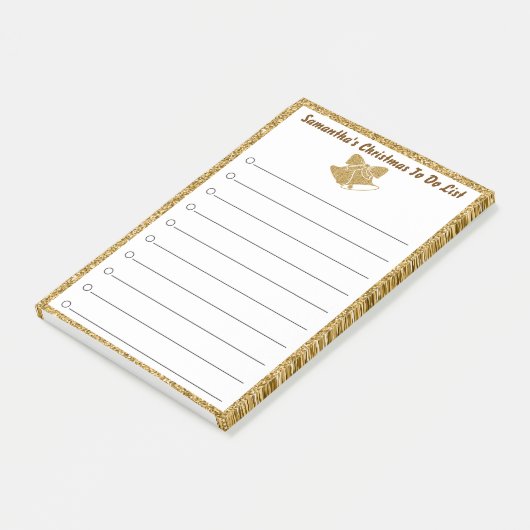 Gold Bell-kerstmis om een lijst op te stellen Post-it® Notes (Schuin)