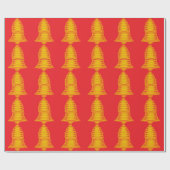 Gold Bell Red Wrapping Paper Cadeaupapier (Vlak)