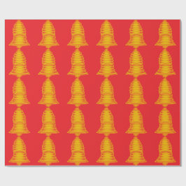 Gold Bell Red Wrapping Paper Cadeaupapier