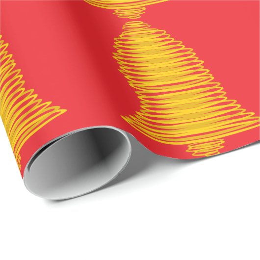 Gold Bell Red Wrapping Paper Cadeaupapier (Rol Hoek)