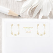 Gold Bell Scrollwork Ontwerp Wedding Retour Adres Etiket (Insitu)
