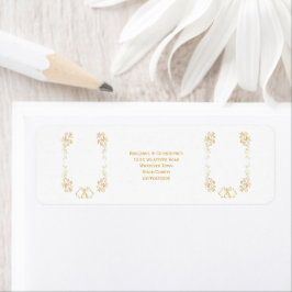 Gold Bell Scrollwork Ontwerp Wedding Retour Adres Etiket