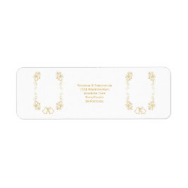 Gold Bell Scrollwork Ontwerp Wedding Retour Adres Etiket
