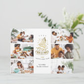 Gold Bell Vrolijk Kerstfeest 6 Fotocollage Feestdagenkaart (Staand voorkant)