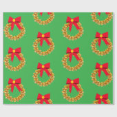 Gold Bells Krans Green Wrapping Paper Cadeaupapier (Vlak)