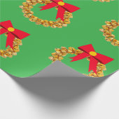 Gold Bells Krans Green Wrapping Paper Cadeaupapier (Hoek)