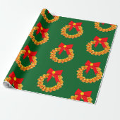 Gold Bells Krans Green Wrapping Paper Cadeaupapier (Uitgerold)