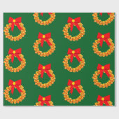 Gold Bells Krans Green Wrapping Paper Cadeaupapier (Vlak)