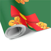 Gold Bells Krans Green Wrapping Paper Cadeaupapier (Rol Hoek)