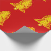Gold Bells on Red Wrapping Paper Cadeaupapier (Hoek)