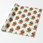Gold Bells Retro-kerstpapier met onmiddellijke ver Cadeaupapier (Uitgerold)