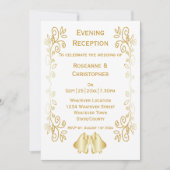 Gold Bells Scrollwork bruiloft receptie Kaart (Voorkant)