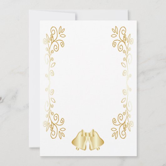 Gold Bells Scrollwork bruiloft receptie Kaart (Achterkant)