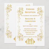 Gold Bells Scrollwork bruiloft receptie Kaart (Voorkant / Achterkant)