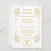 Gold Bells Scrollwork bruiloft receptie Kaart (Voorkant)