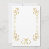 Gold Bells Scrollwork bruiloft receptie Kaart (Achterkant)