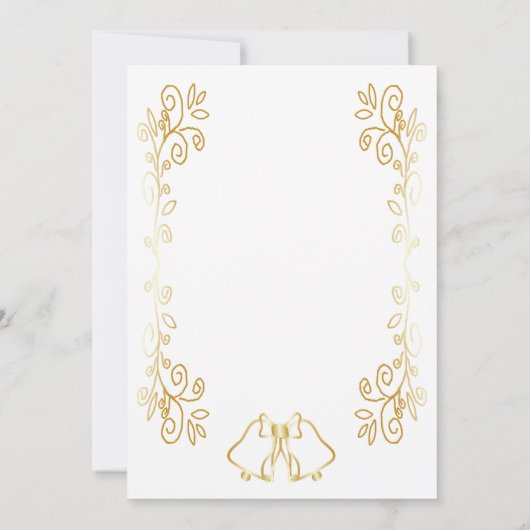 Gold Bells Scrollwork bruiloft receptie Kaart (Achterkant)