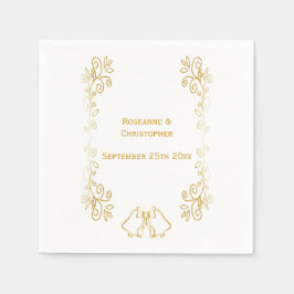 Gold Bells Scrollwork bruiloft receptie Servet