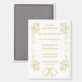 Gold Bells Scrollwork Design Wedding Sla de datum  Magneet (Voorkant / Achterkant)