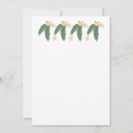 Gold Bells Stars Pine-kerstfeest uitnodiging (Achterkant)