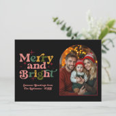 Gold Berry Blush Pine Retro Kerstmis Familiefoto Feestdagenkaart (Staand voorkant)
