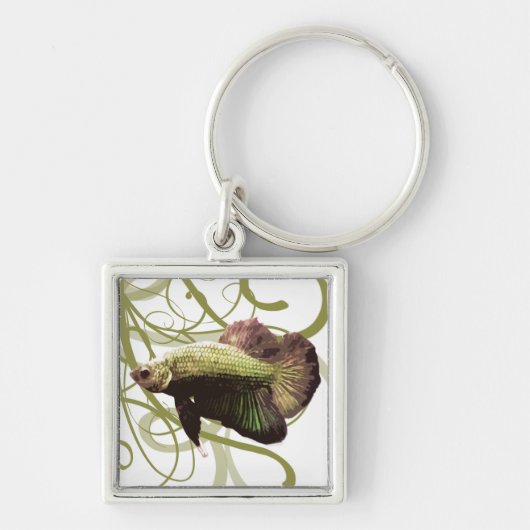 Gold Betta Siamese gevechtsvis Sleutelhanger (Voorkant)