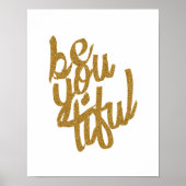 Gold 'Beyouful' Typografisch Poster (Voorkant)