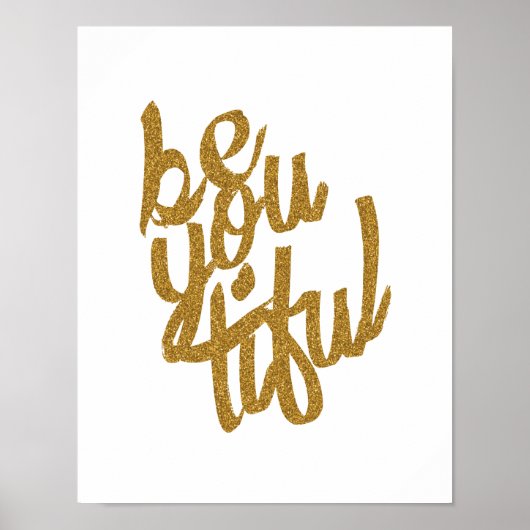 Gold 'Beyouful' Typografisch Poster (Voorkant)