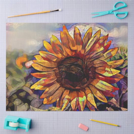 Gold Big Sunflower Elegant Collectie Tissuepapier (Craft)